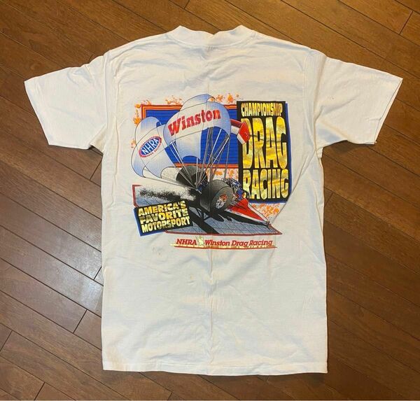 希少80s NHRA Winston CHAMPIONSHIP DRAG RACING Print T-shirt L