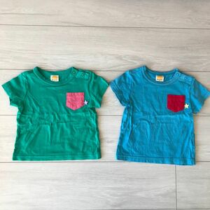 80 ムージョンジョン　moujonjon 半袖Tシャツ　2枚　双子　保育園　着替え