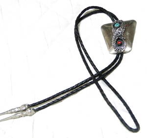 80'sneitibS.S.I Handcrafted BORO Thai coral & turquoise Bolo Tie Vintage * including carriage 
