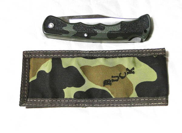 90's ビンテージ バックナイフ Buck 426+ Bucklite 折りたたみナイフ グリーンカモ シース Made in U.S.A.送料込