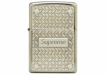 新品未使用 Supreme diamond plate Zippo シュプリーム box ロゴ ジッポ 銀 シルバー オイルライター ライター 未着火_画像1