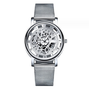 新入荷 3色 中空クォーツ時計　カジュアルメンズ腕時計レロジオMasculin ステンレススチールメッシュベルト