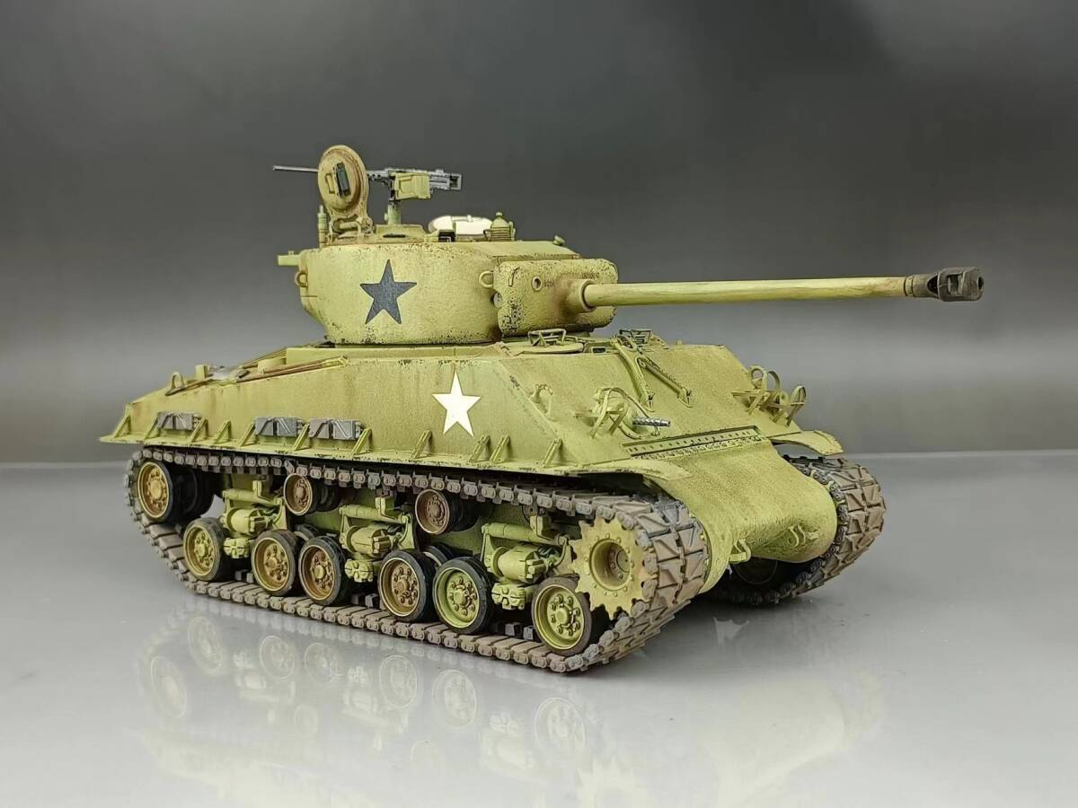 1/35 미국 전차 셔먼 M4A3 조립 및 도색 완제품, 플라스틱 모델, 탱크, 군용 차량, 완제품