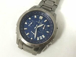 ☆動作品☆CASIO OCEANUS カシオ オシアナス 電波ソーラー 腕時計 OCW-600 クロノグラフ チタン シルバー×ブルー