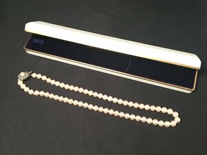 本真珠 アコヤ真珠 パール ネックレス 約42.5cm 留め具(表記SILVER) 約6.3mm～6.7mm 総重量約28.5ｇラウンド ホワイト系 あこや
