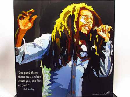 [Nouveau n°647] Panneau Pop Art Bob Marley, Ouvrages d'art, Peinture, Portraits