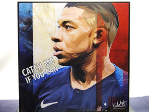 Art hand Auction [Nouveau n° 133] Panneau Pop Art Gillian Mbappe Football, Ouvrages d'art, Peinture, Portraits