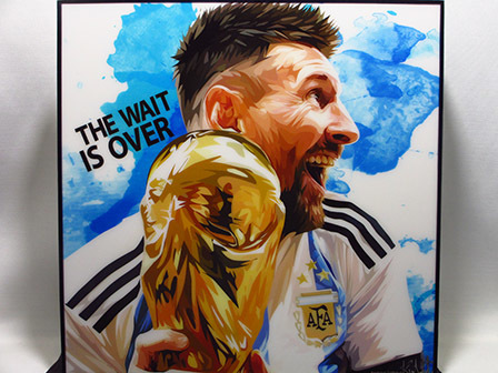 [Nouveau n°656] Panel pop art Lionel Messi vainqueur de la Coupe du monde, Ouvrages d'art, Peinture, Portraits