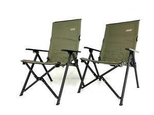 coleman コールマン 2000033808 LAY CHAIR OLIVE 2脚セット レイチェア オリーブ リクライニング 折畳 アウトドア 中古 O8555252