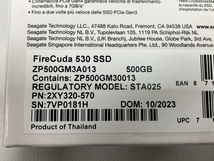 SEAGATE STA025 FireCuda 530 M.2 500GB PCIe Gen4x4 読取速度 7000MB/s SSD ストレージ PC周辺機器 未開封 未使用 H8618581_画像8