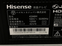 Hisense 43A6H 液晶テレビ 43V型 2022年製 家電 中古 楽 F8509233_画像6