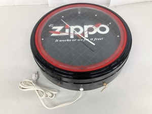 Zippo 直径約50cm ネオン 壁掛け 時計 アナログ 家電 ジャンク K7838867