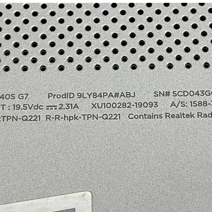 【動作保証】HP 340S G7 ノートパソコン 14インチ i5-1035G1 8GB SSD 256GB Win11 中古 M8615192の画像9