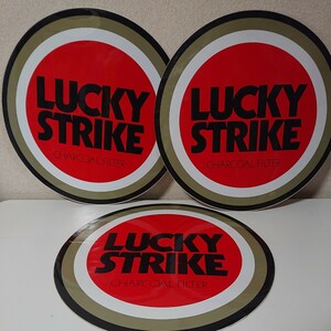 ステッカー　ロゴ　シール　計3枚　大判　直径約30cm　LUCKYSTRIKE ラッキーストライク LUCKY STRIKE タバコ　赤 【HO-032703】