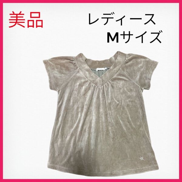 セール【美品】レディース トップス 半袖 Tシャツ ベロア素材 Mサイズ