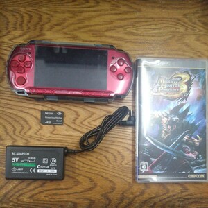 【画面保護フィルム有り】PSP 3000 ラディアント レッド PlayStation portable プレイステーション・ポータブル メモリースティック付き 