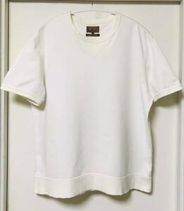 ◆【人気】BEAMS PLUS ビームス プラス/ Vガゼットショートスリーブ スウェットTシャツ OFF-WHITE Lsize