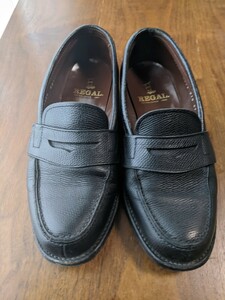 REGAL wrinkle leather leather coin Loafer shoes leather shoes size23.0