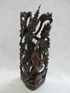 インドネシア バリ 木彫り 黒檀 女性像 女神像 アジアン雑貨 置物 インテリア オブジェ 高さ約53.5㎝