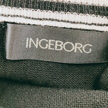 【美品】INGEBORG インゲボルグ サイズM 長袖シャツ ニットシャツ ブラック 無地 リボン 上着 トップス 羽織り レトロ 衣類 古着 A-13_画像7