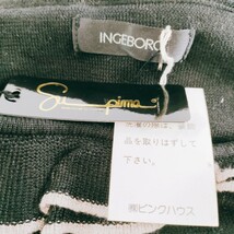 【美品】INGEBORG インゲボルグ 長袖ニットシャツ サイズL 七分丈 ブラック 丸首 上着 トップス レトロ プルオーバー フリル A-15_画像7