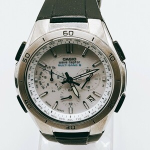 【動作品】CASIO カシオ wave ceptor ウェーブセプター 5174 wvq-m410 腕時計 アナログ シルバー色 3針 白文字盤 時計 とけい トケイ