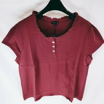 【タグ付き 未使用】BURBERRY LONDON バーバリー ロンドン 半袖Tシャツ サイズ5 無地 ロゴ パープル 紫 フリル Tシャツ トップス A-10_画像1