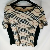 【美品】BURBERRY LONDON バーバリー ロンドン 半袖Tシャツ サイズ15 ロゴ ベージュ チェック トップス シャツ カットソー 衣類 A-4_画像1