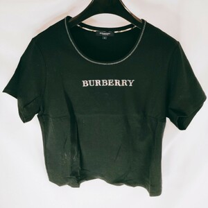 【美品】BURBERRY LONDON バーバリー ロンドン 半袖Tシャツ サイズ5 ブラック 無地 トップス シャツ カットソー 衣類 プルオーバー A-4