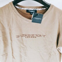 【タグ付き 未使用】BURBERRY LONDON バーバリー ロンドン 半袖Tシャツ サイズL 無地 ロゴ カーキ系 チェック トップス カットソー A-3_画像2