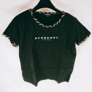 【美品】BURBERRY LONDON バーバリー ロンドン 半袖Tシャツ サイズL シンプル ロゴ ブラック チェック トップス カットソー 衣類 A-3