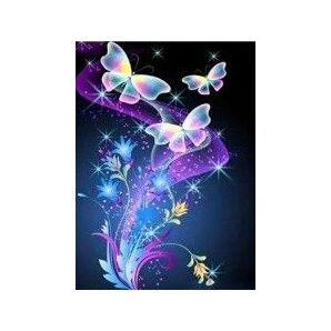 ダイヤモンドアート30×40　美しい虹色の蝶と花　美しい景色　幻想的なイラスト　作成キット