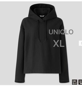 UNIQLOユニクロ　スウェットプルパーカ（長袖） ブラック 黒 フード XL カジュアル プルオーバーサイズメンズレディース