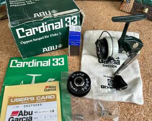 ABU CARDINAL カーディナル３３　カナリアバネシステム　黒檀ノブ　白文字スプール+エコマイザー