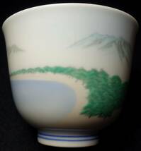 昭和バブル期　超高級・煎茶道茶器　ニッポンの美しい海岸：松原図　最高峰色絵　深川製磁　陶磁器研究_画像2