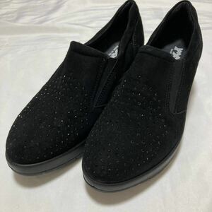 IMAC suede leather shoes walking shoes black slip-on shoes Italy made 