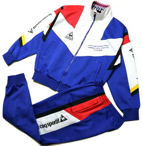 訳あり（ひざあたり）/良好！◆90’s 日本製 le coq sportif ルコック ジャージ上下セット◆Mサイズ相当（表記L：身長169-172センチ位）