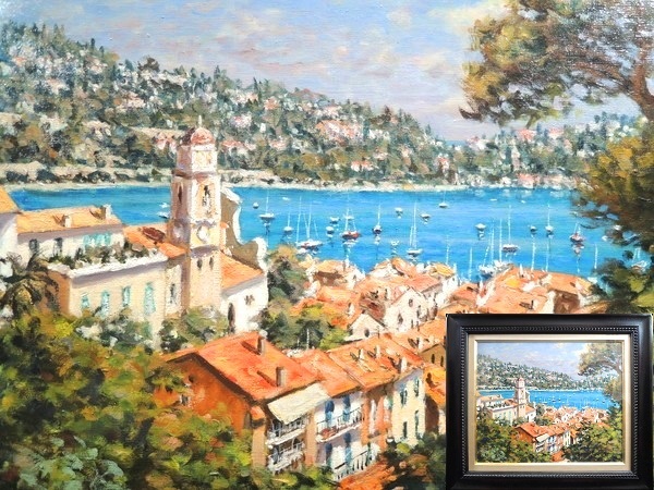 Genuine work/Hiroshi Saeki/ Pines of the South of France (Villefranche, France) /Oil painting/No. 8/Framed/Signed/Endorsed/Boxed/Oil painting/Landscape painting/European landscape painter, Painting, Oil painting, Nature, Landscape painting