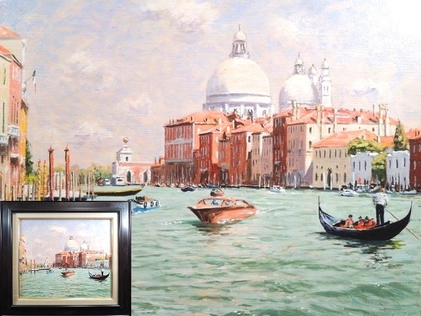 Originalwerk/Hiroshi Saeki/Kirche della Salute und Canale Grande (Italien)/Ölgemälde/10/Gerahmt/Signiert/Bestätigt/Verpackt/Ölgemälde/Landschaft/Europäischer Landschaftsmaler, Malerei, Ölgemälde, Natur, Landschaftsmalerei