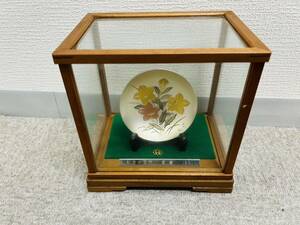 【MC-7.1TR】1円スタート 金属工芸 銀杯 オブジェ 秋分の日杯 受賞 1991 置物 銀メッキ ガラスケース付き 高さ約18cm 横約18cm 縦約12cm