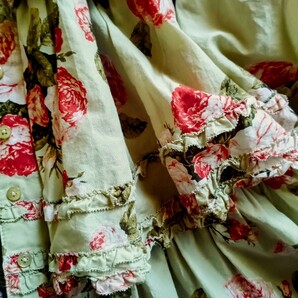 札幌路面店限定販売品 ピンクハウス アンジェリックローズ スカート＆オリーブグリーン 被せ段々スカート ピコフリル セット2枚売りの画像7