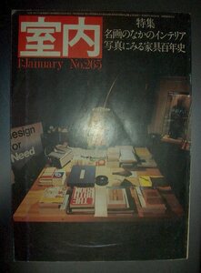 雑誌『室内　名画のなかのインテリア/写真にみる家具百年史』1977年1月号★由水常雄、毛綱紋太、白崎秀雄、吉村順三、小林福三商店