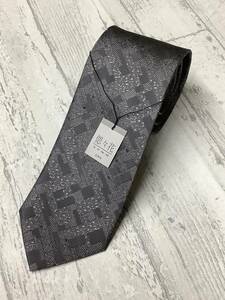 新品未使用　日本製　高級法事用ネクタイ 　グレーベース　無地と和コラボ柄　シルク100%