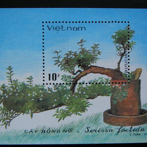 ベトナム  '88年発行 「盆栽」小型シート+単片7種セット 未使用 NH 美品の画像2