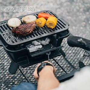 尾上製作所(ONOE) 鉄鋳物こんろ角型 CI-1607 [キャンプ用品 バーベキュー コンロ グリル BBQ 七輪 テーブル上 ソロ]の画像4