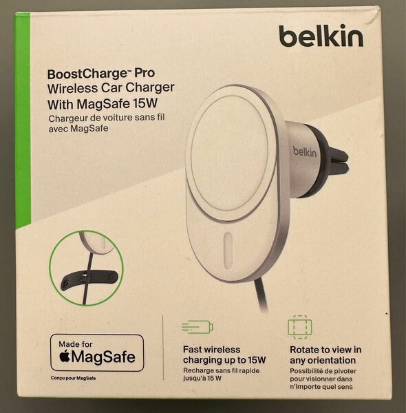 BELKIN ベルキン MagSafe認証 ワイヤレス車載充電器 最大15W エアコン吹き出し口用 WIC008BTGR