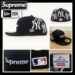 ★希少size！7 3/4(61.5cm/極美品！黒！Supreme シュプリーム キャップ NEW ERA ニューエラ NY ヤンキース MLB BOXロゴ ベースボール21AW