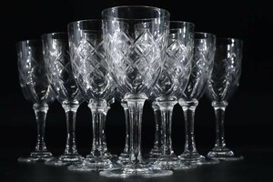 アンティーク シェリーグラス 10客セット / カットガラス カクテルグラス ワイングラス