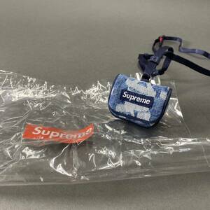 ♪c11 《美品》 SUPREME シュプリーム Fat Tip Jacquard Denim AirPod Case エアポッズケース ブルー カモフラ BOX LOGO ボックスロゴ