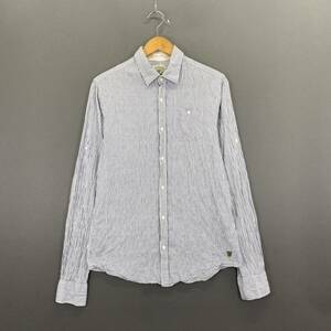 Ec17 SCOTCH&SODA スコッチアンドソーダ 長袖シャツ カジュアルシャツ ストライプ柄長袖コットンシャツ ブルー メンズ 紳士服 Sサイズ